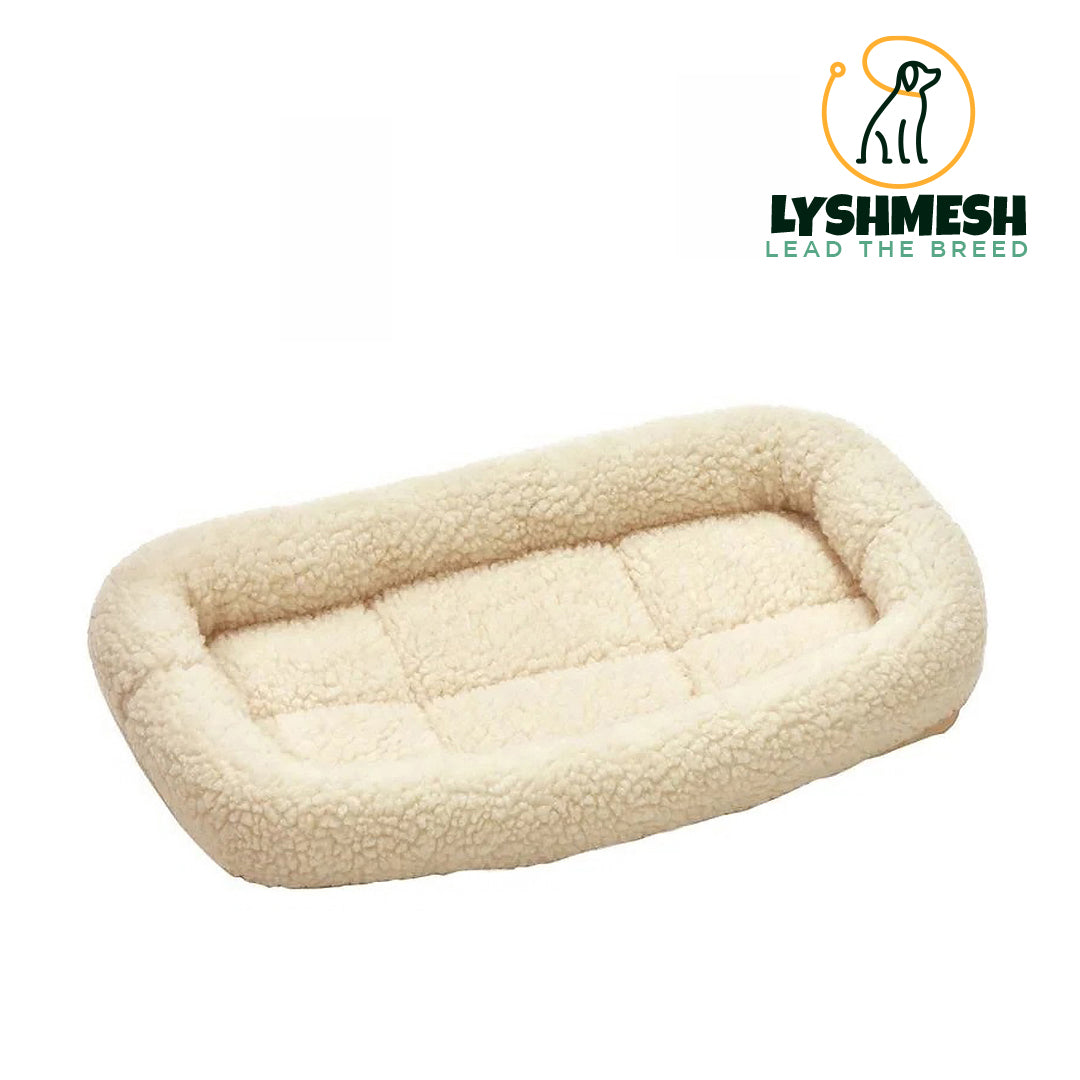 Lyshmesh - Fleece Pet Bed for Dogs & Cats, Cream 18"
